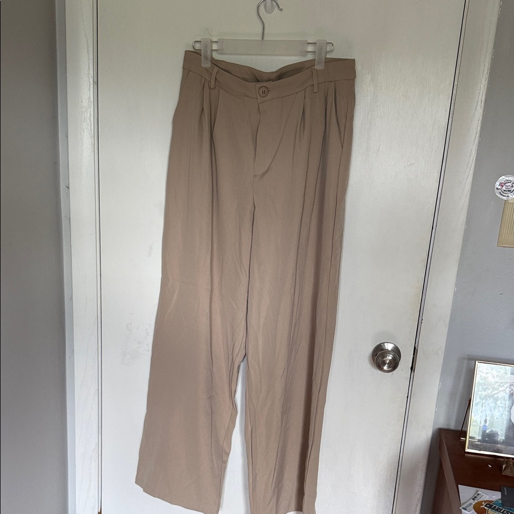 Elegant Women's Tan Wide Leg Pants